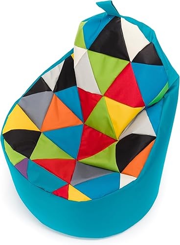 Ecopuf - Yoko Patchwork Pouf Poire Extérieur - Pouf Chambre Enfant - Pouf Tissu Imperméable - Fauteuil Relax - Accessoires Chambre - Fauteuil Pouf XL - 70x75cm, Vert Olive Nc1 - Nail Gallerys