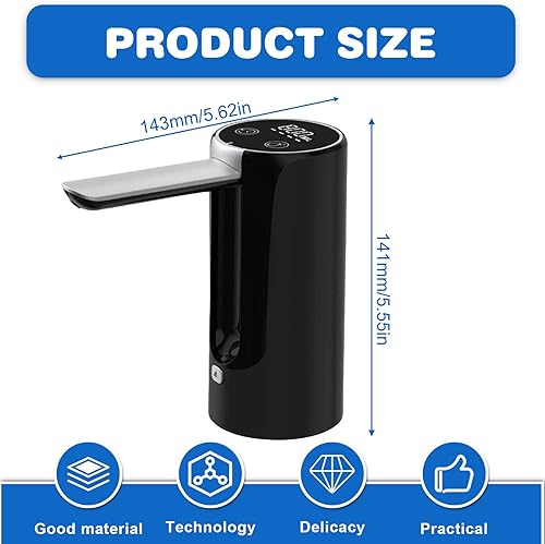 Pompe à eau potable électrique - Charge USB - 5 gallons - Distributeur d'eau électrique rechargeable - Pliable - Pour la maison, le bureau, la cuisine, le camping - Blanc - Nail Gallerys