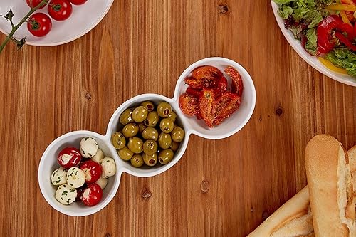 Plat 3 compartiments pour apéritif - En porcelaine blanche - Nail Gallerys