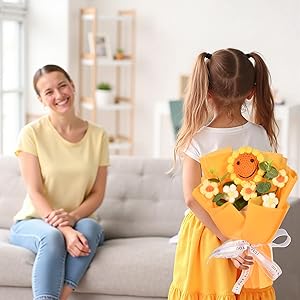 Bouquet de tournesols tricotés