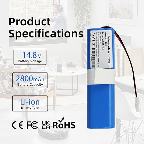 K KYUER 2800mAh Replacement Batterie pour Rowenta X-Plorer Serie 75 X-Plorer Serie 75 S+ X-Plorer Serie 95 X-Plorer S 75s+ RR8567 RR8585 RR8587 RR7687 RR7987 RR7675WH RR8577WH Robot Aspirateur Battery - Nail Gallerys