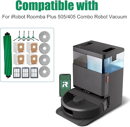 Dxyue Kit de 16 pièces de rechange pour aspirateur robot iRobot Roomba Plus 405 Combo/505 Combo, 1 brosse en caoutchouc, 4 serpillères, 4 sacs à poussière, 3 filtres et 4 brosses latérales - Nail Gallerys