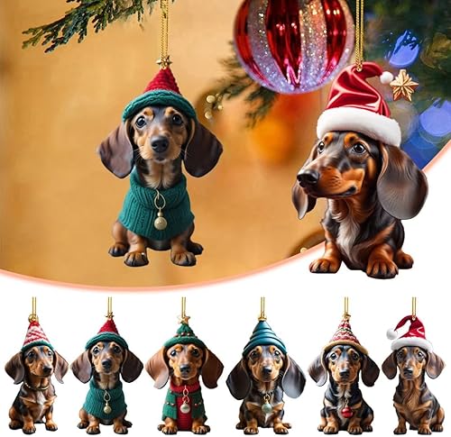 JSGHGDF Pendentif de Noël amusant en forme de teckel - Accessoire d'intérieur de voiture - Décoration d'arbre de Noël - Nail Gallerys