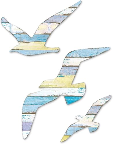 Diyxisk Mouette Decoration Murale, 3 Pièces Deco Murale Bois, Rétro Decoration Theme Marin, Exquis Deco Murale, Style Marin Déco Maison, Convient pour Maison, Salon, Chambre D'Enfants - Nail Gallerys
