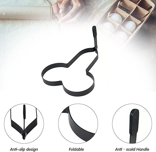 GDOKKNY Moule à œufs en acier inoxydable rond argent antiadhésif avec poignée anti-brûlure pour Mcmuffins, crêpes, sandwichs, omelettes - Nail Gallerys