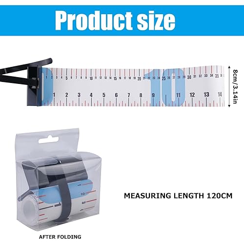Mètre ruban pour la pêche - Longueur : 120 cm - Largeur : 8 cm - Portable - En PVC - Pour mesurer les poissons, mesurer les poissons, mesurer les poissons, enroulable, petit rangement - Nail Gallerys
