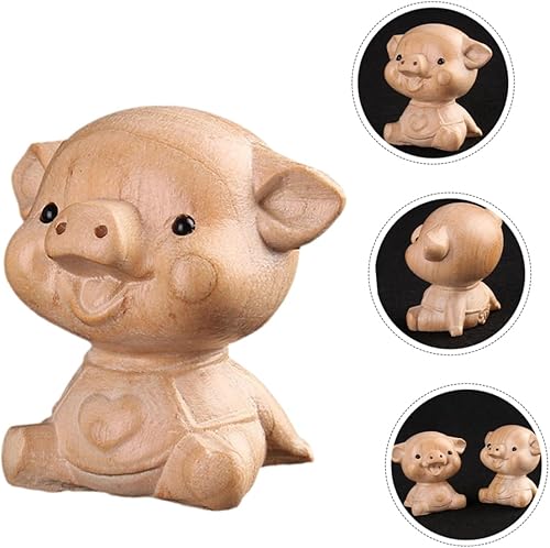 DONFAMDS Ornements de Cochon en Acajou réaliste Sculpture de Cochon décor Mini Cochon Ornement de Figurines naines Petit de Cochon Ornements en Bois pour l'artisanat - Nail Gallerys