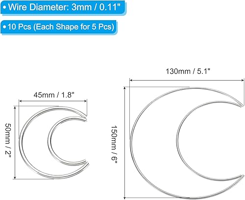 PATIKIL Ensemble de Bagues Attrape-Rêves, 5 Ensembles de 2 Tailles en Forme de Lune en Métal pour Macramé, Cercle Floral pour Décoration Murale et d'Artisanat DIY à la Maison, Argent Clair - Nail Gallerys