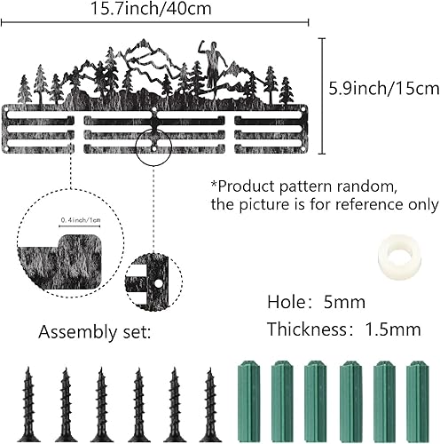 CREATCABIN Support Médaille Course sur Sentier Présentoir Médailles Support Médailles Métal Argenté Antique Étagère Suspension Support Médailles Cadre Mural Suspendre pour Plus 40 médaille 40x15cm - Nail Gallerys