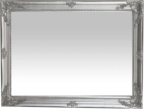 Biscottini International Art Trading Miroir Mural 80 x 60 x 3 cm Made in Italy/Miroir Shabby Chic/Miroir Salle de Bain Couleur Argent Antique/Miroir Mural Vintage - Nail Gallerys