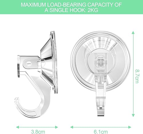 Fervalyna Lot de 6 Crochet Ventouse Transparent, Crochet a Ventouse pour Salle de Bains et Cuisine, Crochets à Ventouse Murale, Ventouses Plastiques pour Fenêtre, pour Suspendre Guirlandes Décorations - Nail Gallerys