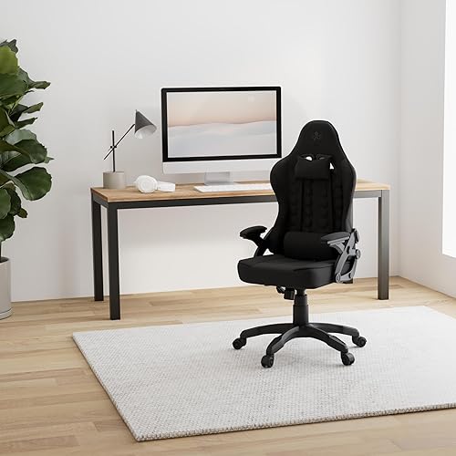KRAKEN CHAIRS Chaise Gaming Tissu - Noir - Fauteuil Gamer Confortable Ergonomique - Réglable Accoudoir/Lombaire - Chaise Bureau Pivotante - pour Gamer Adulte Bureau - Chaise de Gaming - Nail Gallerys