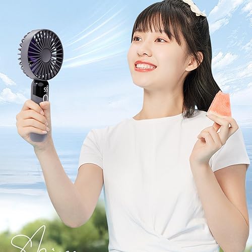ZOOMIMI Ventilateur de poche portable rechargeable - 6 vitesses USB - Affichage numérique - Pour bureau et extérieur - Nail Gallerys