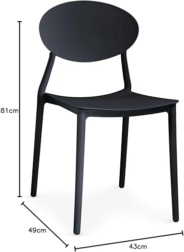 Menzzo Lot de 4 chaises empilables Balagan Noir - Nail Gallerys