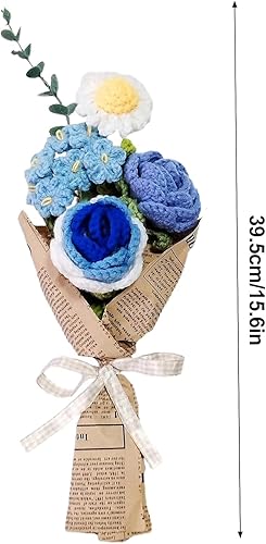 DRYFAL Bouquet de Fleurs au Crochet Fini Fait à la Main - Mélange de Fleurs tricotées à la Main - Rose Tournesol - Marguerite Artificielle pour Vase, décoration d'intérieur, Cadeau - Nail Gallerys
