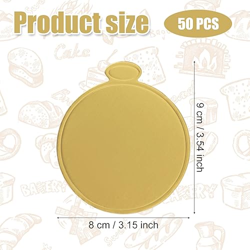 BOXOB 50pcs Mini-Plateaux à Gâteaux, Bases Rondes Dorées de 8 cm Plateaux à Desserts Assiettes en Carton pour Mousses Pâtisseries Pains - Nail Gallerys