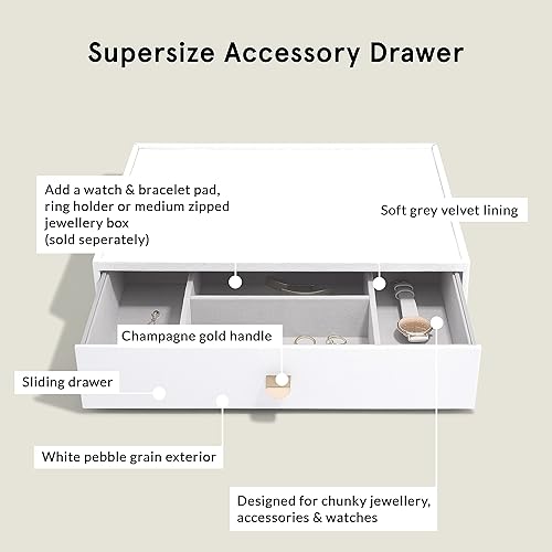 Stackers Pebble Grey Supersize Jewellery Box - Set of 3 (with drawers) - Nail Gallerys