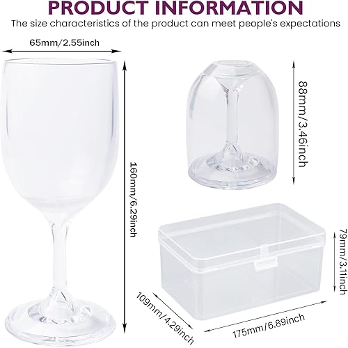 Lot de 2 verres à vin à emporter avec boîte de transport - 200 ml - Verres à vin blanc incassables - Verres à vin rouge modernes pour le camping, les fêtes à la piscine, les fêtes de jardin, les - Nail Gallerys