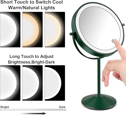 Micacorn Miroir Maquillage Grossissant 1x7x LED Double Face Miroir Rechargeable par USB Miroir de Courtoisie Lumineux Miroir de Rotation à 360 Degrés avec Luminosité de L'écran Tactile Réglable - Nail Gallerys