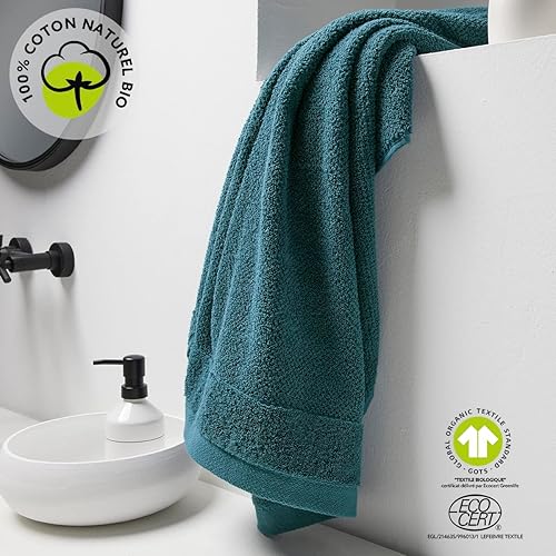 TODAY Drap De Bain en Coton Bio Organic - Bleu Paon - 90 X 150 Cm - Nail Gallerys
