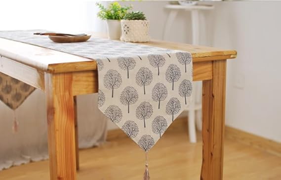 Chemin de Table en Lin CosyAurora, mûriers, Bleu Marine, décoration de Table de Cuisine saisonnière pour la Maison, décoration de fête (Gris Marine, 30 x 200 cm) - Nail Gallerys