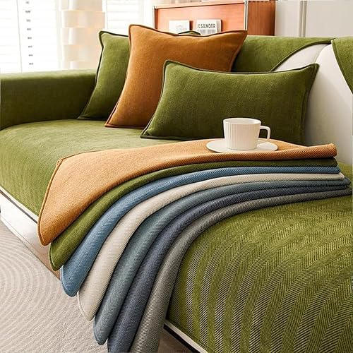 Funny Fuzzy Herringbone Chenille Fabric Furniture Protector Couch Cover, Funnyfuzzy Sofa Cover, Simple Striped Chenille Anti-Scratch Sectional Couch Cover (Grey,Seat Cover--90*180cm/35*71in) - Nail Gallerys