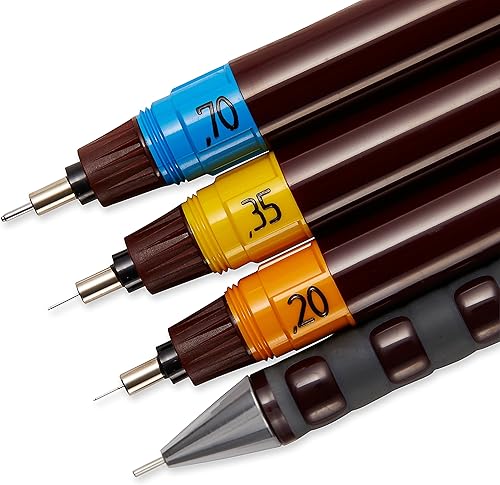 rOtring Isograph College Set | 3 stylos feutres (0,20mm, 0,35mm et 0,70mm), Portemine mécanique Tikky (0,5mm) et accessoires - Nail Gallerys