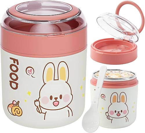 kiptyg Gobelet à Céréales en acier Inoxydable,530ml Bol Muesli a Emporter, Gobelet de Yaourt, Anti-fuite Avec cuillère et Couvercle, Adapté à lécole, au Bureau - Nail Gallerys
