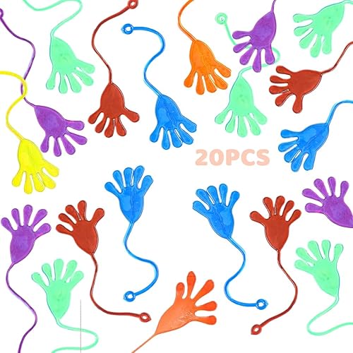 20PCS Mains Collantes, Mains Collante Enfants, Collante Mains Jouet,Ensemble de Jouets Extensibles Collants, Jouets Extensibles Paumes Sticky Hands, Fournitures de Fête pour Enfants - Nail Gallerys