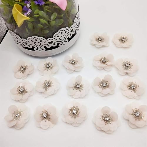 10 pcs/lot Sequin Fleurs 30mm À La Main À Coudre Dos Plat Patchs DIY De Mariage Artisanat Chaussures Sacs Vêtement Accessoire Mat Rose Clair - Nail Gallerys
