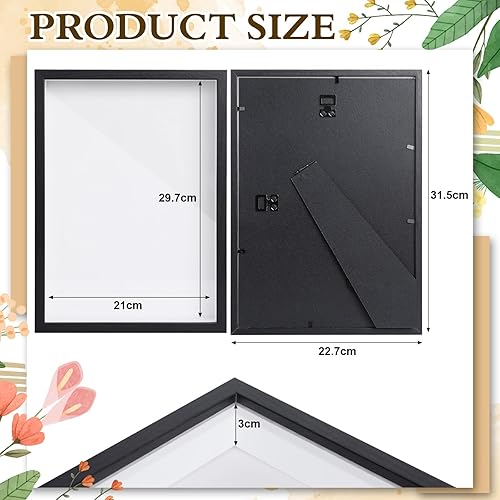 Romon Cadre 3D Profond A4, 31.5 x 23cm Cadre Profondeur, Cadre Photo 3D à Remplir, Cadre de Boîte D'Ombre, Cadre D'objet en Bois, Cadre Vitrine Profond pour Fleurs Médailles Souvenirs Photos, Noir - Nail Gallerys