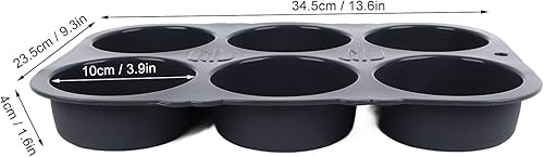 Ausla Moule de Cuisson en Silicone pour Petits Pains à Hamburger, Moule à Pain Rond 6 Grilles 10 Cm, Moule à Pain Antiadhésif pour Hamburgers, Muffins, Gâteau au Chocolat, Outil de - Nail Gallerys