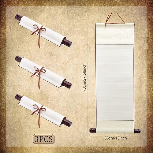 WEBEEDY 3Pcs Rouleau de Suspension Rouleaux de Papier Vintage Rouleaux de Montage Mural Rouleaux de Dessin de Calligraphie Chinoise en Soie Papier pour Écriture, Dessin, Calligraphie - Nail Gallerys