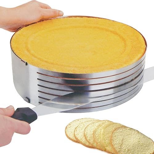 9-12 pouces Anneau coupe-gâteau, Anneau réglable en acier inoxydable pour couper les gâteaux en tranches rondes, antirouille, pour couper les gâteaux en mousse les moules à gâteaux la pâtisserie - Nail Gallerys