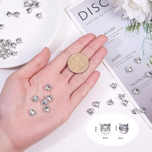 PH PandaHall - 100pcs Perles en Alliage de Style Tibétain Tête de Chat Charms Argent Antique pour la Fabrication de Bijoux de Collier - Nail Gallerys
