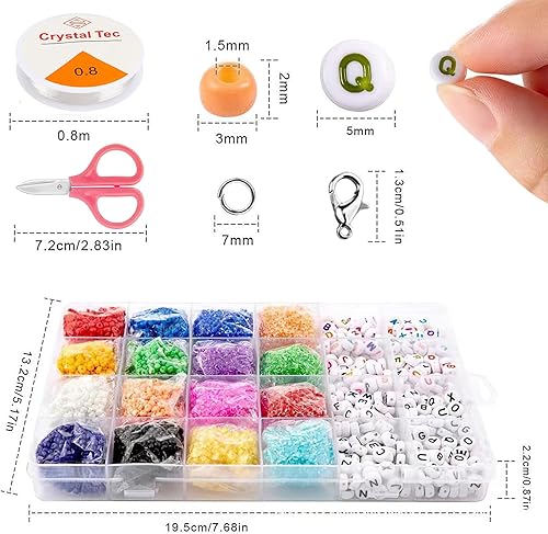 Lot de 14400 Perles Rondes Blanches à Enfiler Avec 50 Fermoirs Mousquetons, 1 Rouleau de Bande éLastique Et BoîTe De 4 X 7 mm - Nail Gallerys