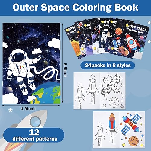Faccito 24 Pcs Livres de Coloriage de l'Espace pour Enfants Livres de Dessin de Fusée Astronaute Livres d'Activités de Coloriage de Galaxie Système Solaire Planète en Vrac pour Anniversaire Cadeau - Nail Gallerys
