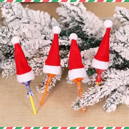 EODKSE Lot de 10 Mini Bonnets de Noël pour Enfants - Chapeaux de Père Noël en Miniature pour Décoration Artisanale de Poupées, Couverture de Bonbons et Sucettes - pour Cadeaux ou Décorations de Noël - Nail Gallerys