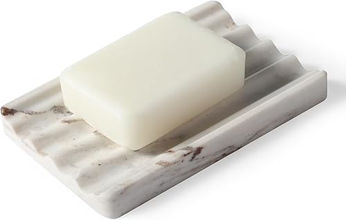 Koville Porte-Savon en Marbre Naturel Italien pour Douche, Plateau à Savon en Pierre pour Salle de Bain, Rectangulaire Palissandro Classico - Nail Gallerys