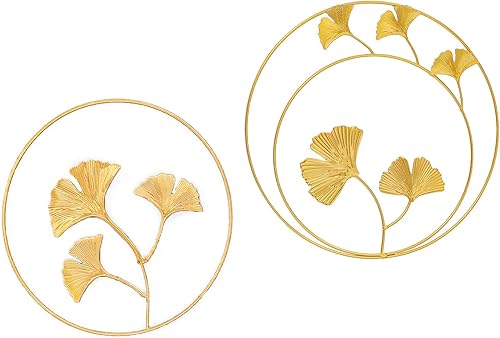 Hoshisea Décoration Feuille Ginkgo en Métal, Sculptures Murales en fer Vintage, Convient Chambre Coucher, Salon, Bureau, Décoration Moderne, aux Accessoires Photo - Nail Gallerys