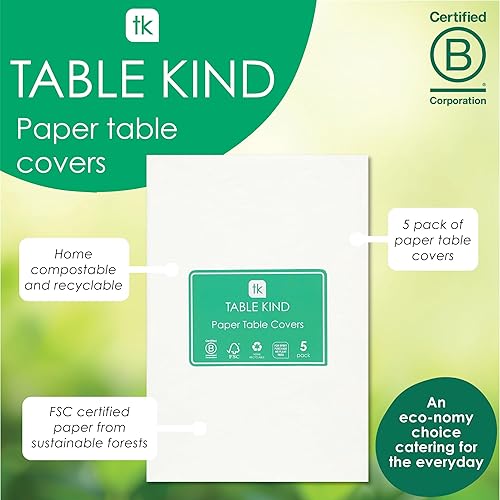 Table Kind 5 x Nappe Jetable en Papier Blanc Uni pour Fête d'anniversaire Mariage Traiteur Restaurant Anniversaire 180 x 120 CM - Nail Gallerys