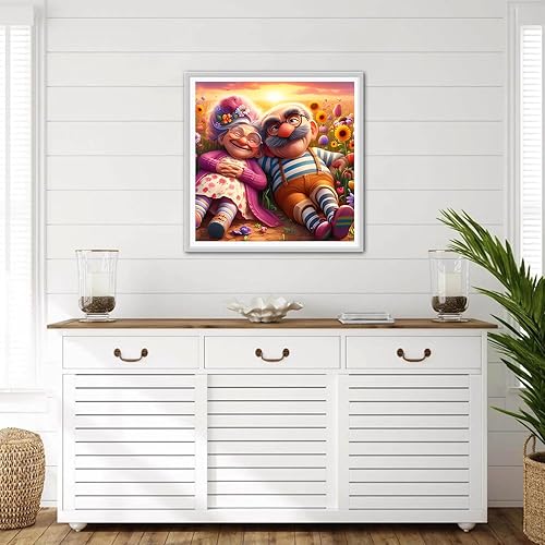 QINRUBB DIY 5D Dessin Animé Amoureux Peinture Diamant Painting Kit, 5D Sunset Art du Diamant Complet Kits, Elderly Diamond Art Kits Point de Croix Painting pour Adultes Débutants Maison Décor 30x30cm - Nail Gallerys