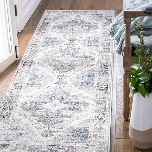 TOPICK Tapis Couloir 60x180 Tapis Cuisine Antidérapant Tapis de Sol Tapis Vintage Rouge Brique Lavable en Machine Descente de Lit Tapis de Passage Décoration de Chambre Escalier Balcon Camping Car - Nail Gallerys