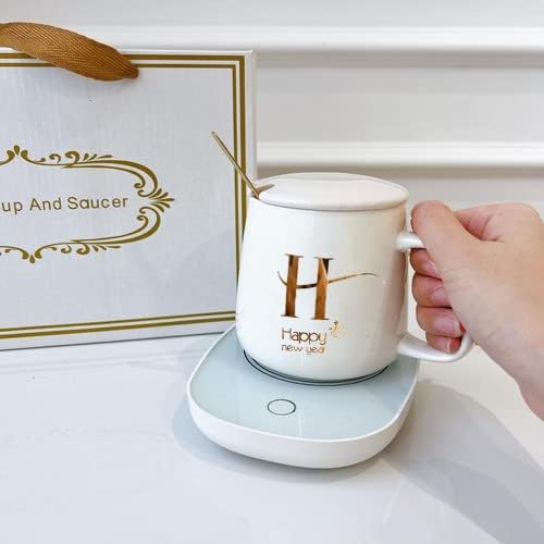 Happy® Tasse avec Coussin Chauffant et cuillère et Coffret Cadeau Unique pour Anniversaire, Noël ou Saint Valentin (Blanche) - Nail Gallerys