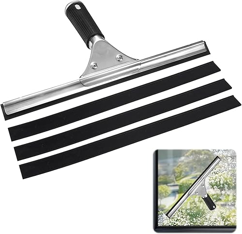 35 CM Raclette Vitre Professionnelle,Raclette Aquablade en Acier Inoxydable avec 3 Caoutchoucs de Remplacement,Mouilleur Vitre Professionnel pour Carrelage, Fenêtres,Salle de Bain - Nail Gallerys