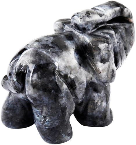 mookaitedecor Opalite Statuette Elephant Decoration,Figurine Sculpté en Pierre Guérison Statue Décor Table,1.5 Pouces - Nail Gallerys