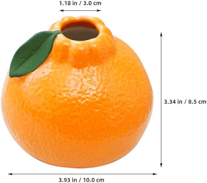 MAGICLULU Vase en forme d'orange Vase de bureau Rustique Mini vase à fleurs pour le bureau Vases uniques Vase à fleurs unique Orange Vases de table Vase à fruits Doux - Nail Gallerys