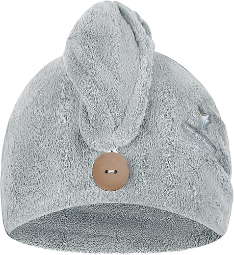 Serviette Cheveux Microfibres Serviette Turban à Séchage Rapide Serviette pour Cheveux Long Absorbante Serviette Cheveux Coiffeur Bonnet de Douche Épaissie Pour Voyages Spa Hôtel Femme Fille (Gris) - Nail Gallerys