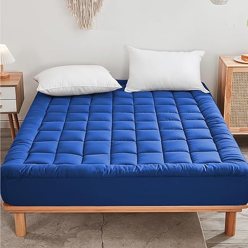 Protège-matelas doux et respirant – Surmatelas avec poche extensible jusqu'à 45,7 cm de profondeur pour surmatelas rafraîchissant jusqu'à 20,3 à 53,3 cm (bleu, très grand lit) - Nail Gallerys