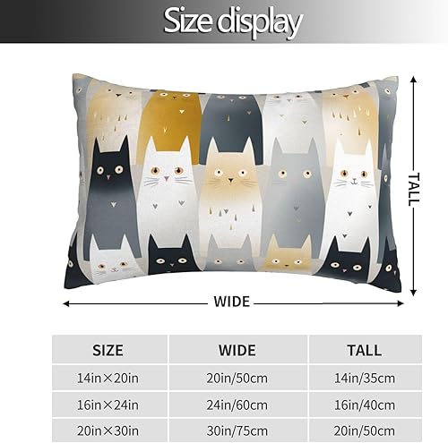 Mexpekil Taies d'oreiller avec fermeture éclair dissimulée - Motif chat mignon - Décoration d'intérieur - 50 x 75 cm - Nail Gallerys